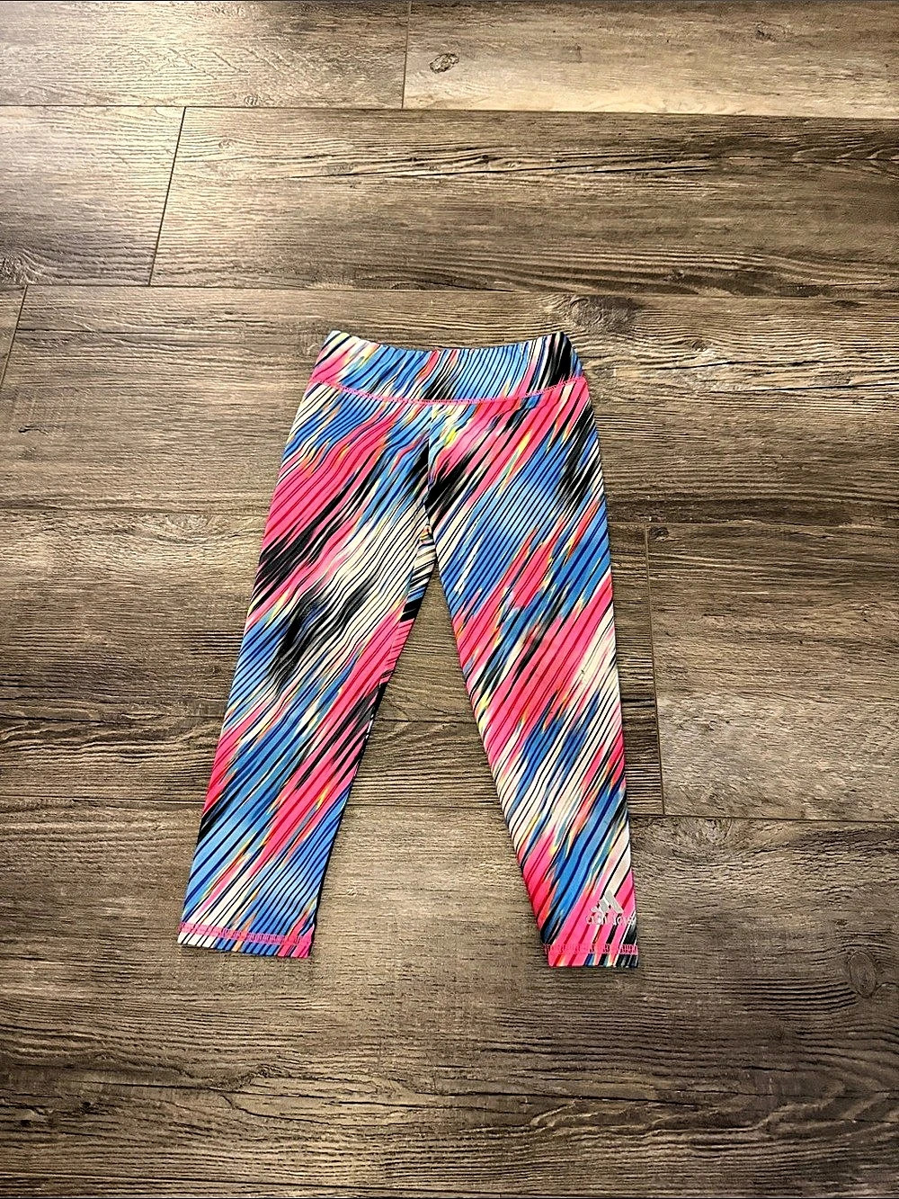 adidas Girls Abstract Athletic Leggings Pink & Blue Size 3T